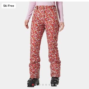 Helly Hansen Red and Pink Floral Insulated ski pants